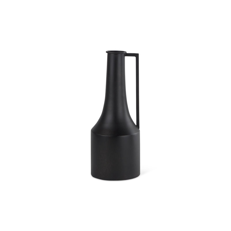 14" Black Metal Jug Vase