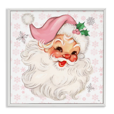Pastel Vintage Jolly Santa Framed Giclee, design by Mollie B.
