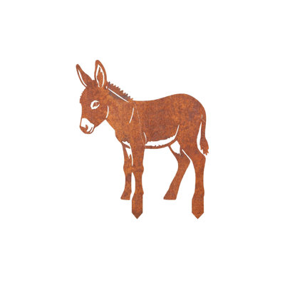 Iron ground stake Rusted Metal Donkey Garden Stake Outline Cutout Farm Organism Yard Art Outdoor Grass Decor