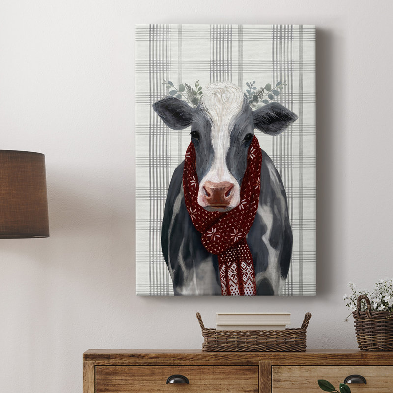 Yuletide Cow II - galerie sur mesure, H 18 po x l 12 po