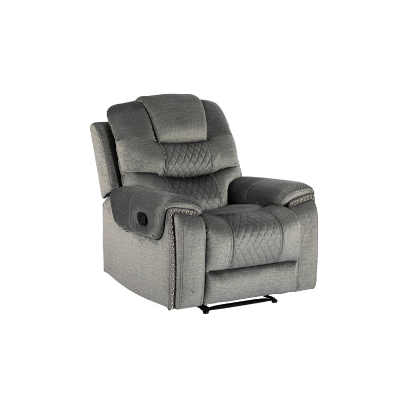 Hasad Standard Manual Recliner, Grey Chenille Fabric