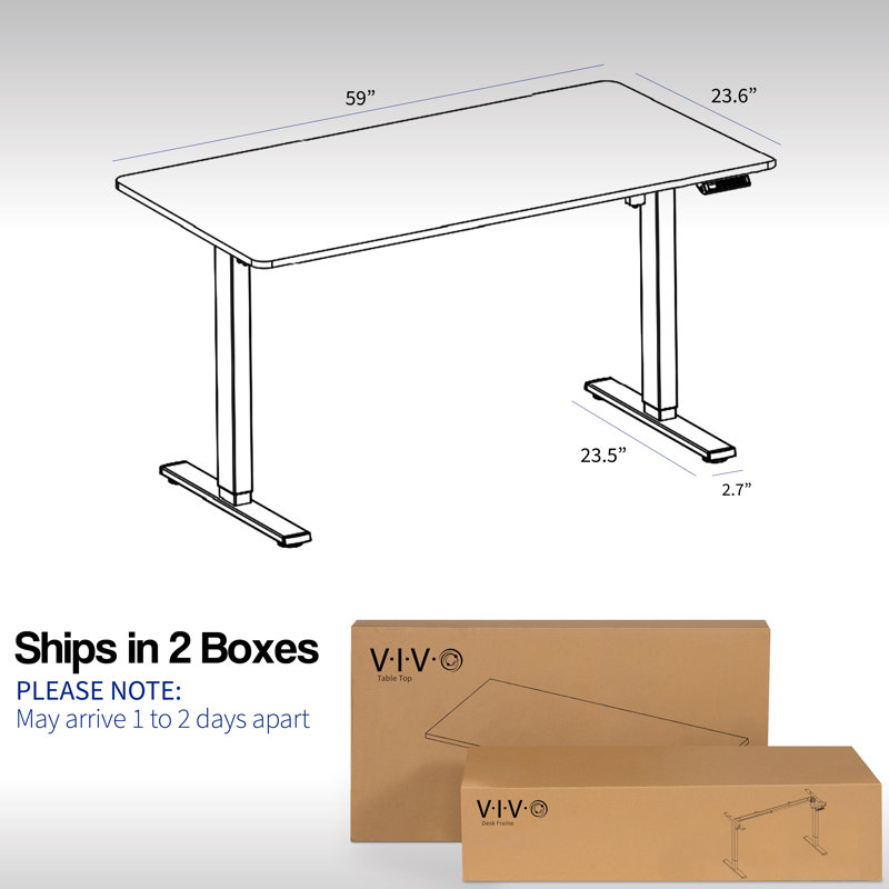 Luxe Electric White 60" Adjustable Standing Desk with Memory Presets