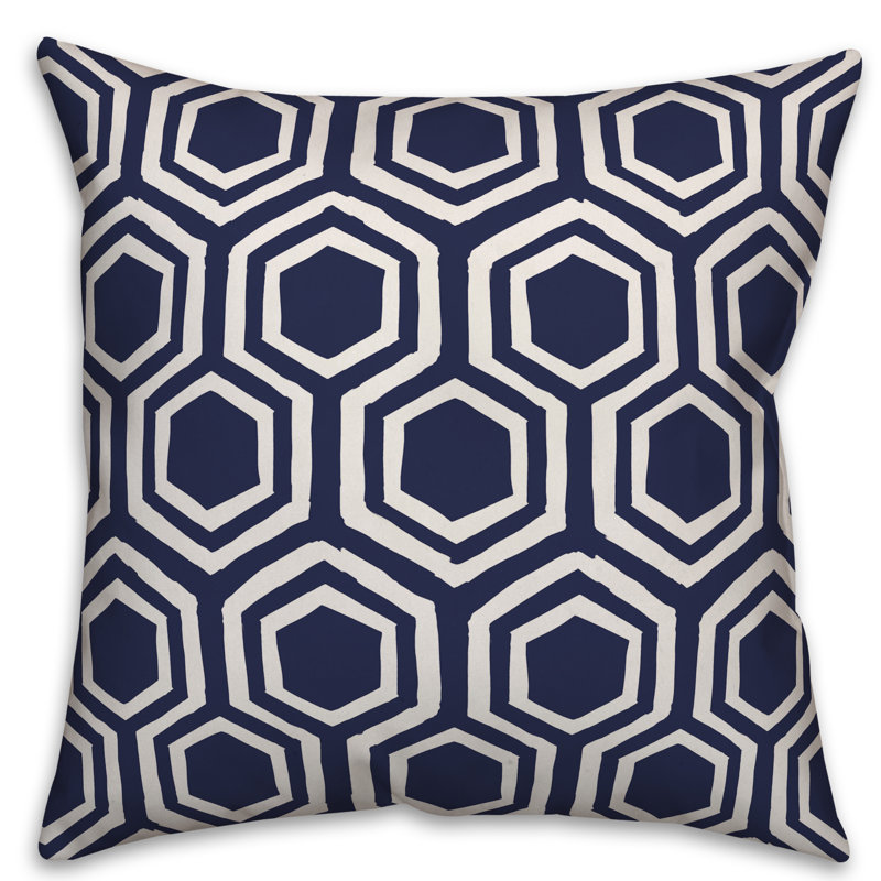 Housse de coussin Honeycomb, 20 po x 20 po, Bleu marine, Pas de bourre