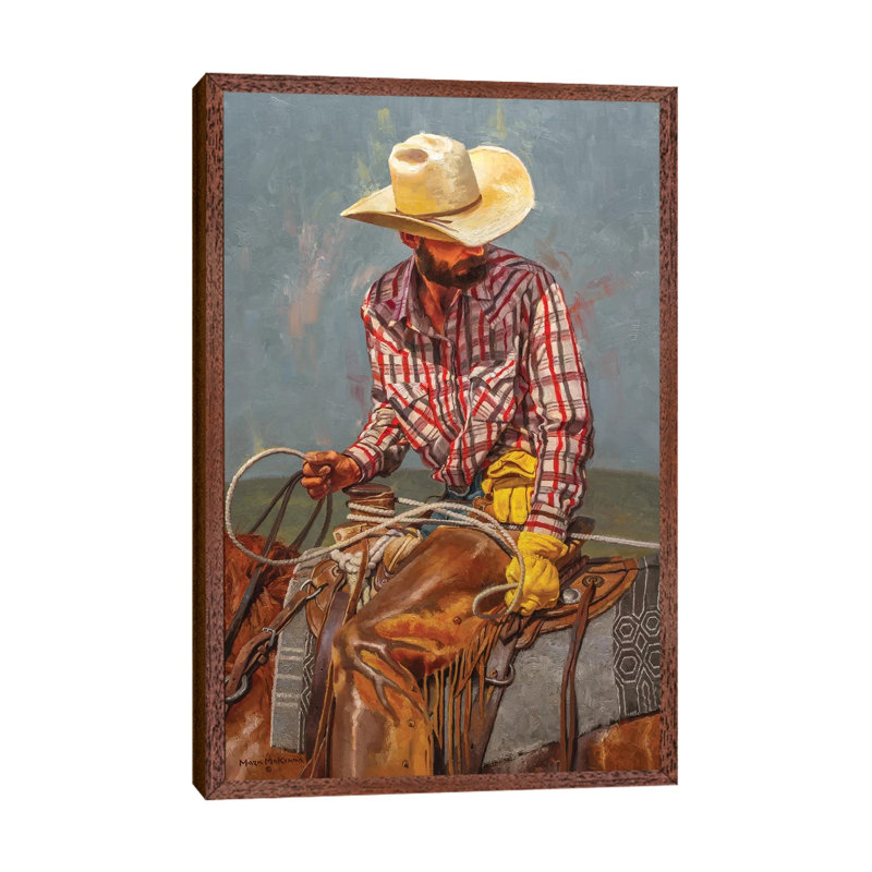 Tight And Ready by Mark McKenna - Painting on Canvas, 66.04cm H x 45.72cm W x 3.81cm D, Classic Brown Wood Framed