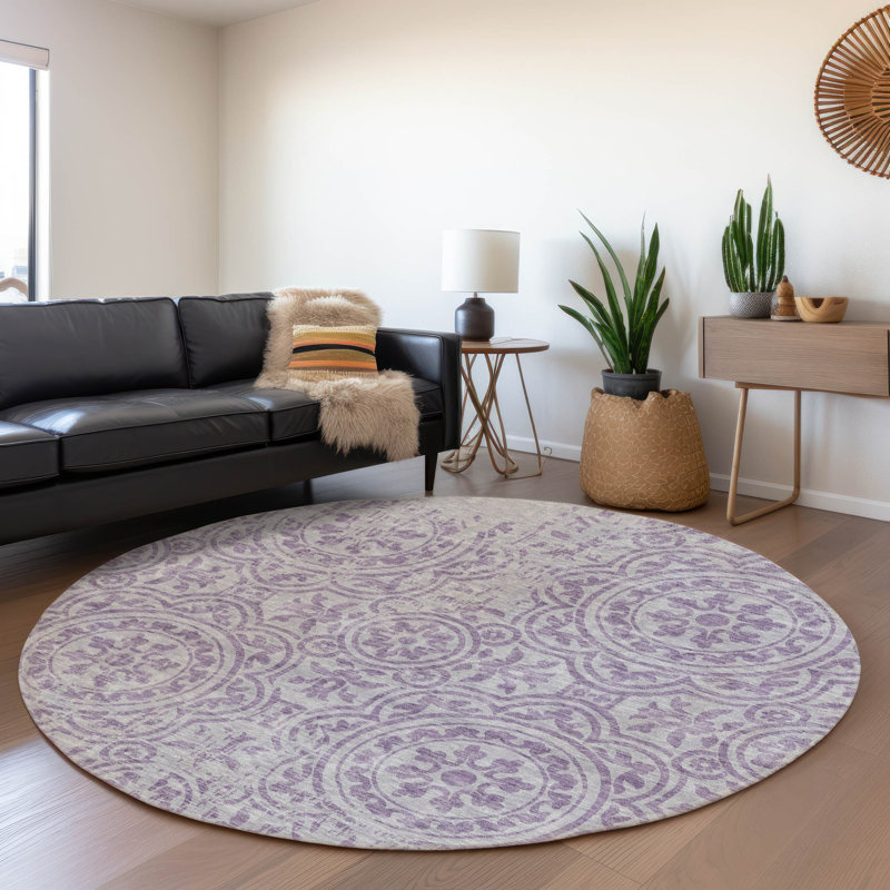 Lamanna Washable Oriental Indoor / Outdoor Rug, Round 8'