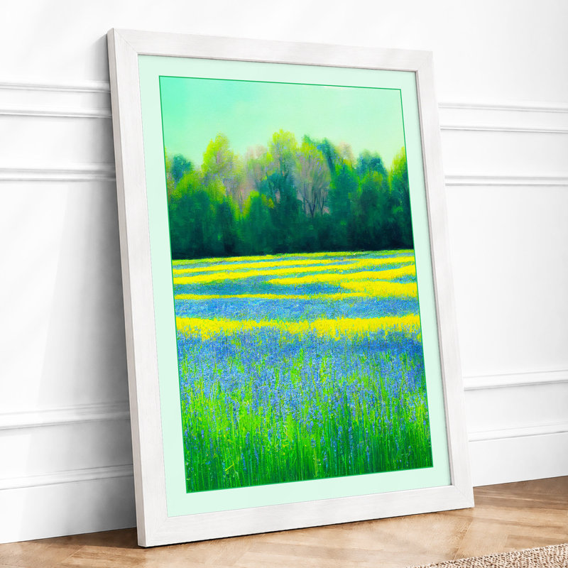 Wildflower Meadow Impressionism 1 Piece Single Picture Frame Wall Art, A3 - 42.0 x 29.7 cm, White