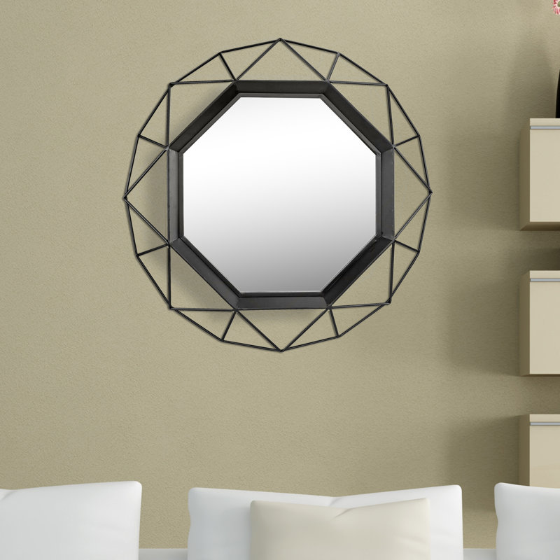 Bjarke Metal Flat Wall Mirror, Black