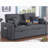 Linen Convertible Sleeper Loveseat with Dropdown Console
