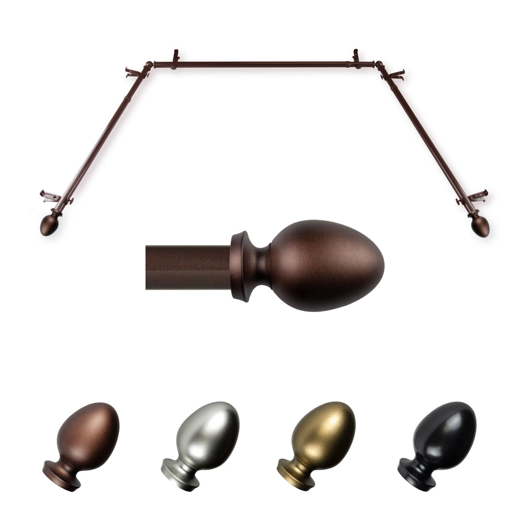 Steel Adjustable Bay Window Single Curtain Rod Rod Desyne 