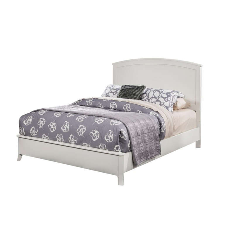 Classic Mahogany Wood Platform Bed, Panel Headboard, White, California King