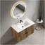 Meuble-lavabo mural 36 po avec panneau cannelé 3D et lavabo intégré en céramique-330157281