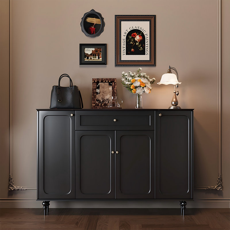 59.06" Black Solid wood Birch wood Shoe Storage