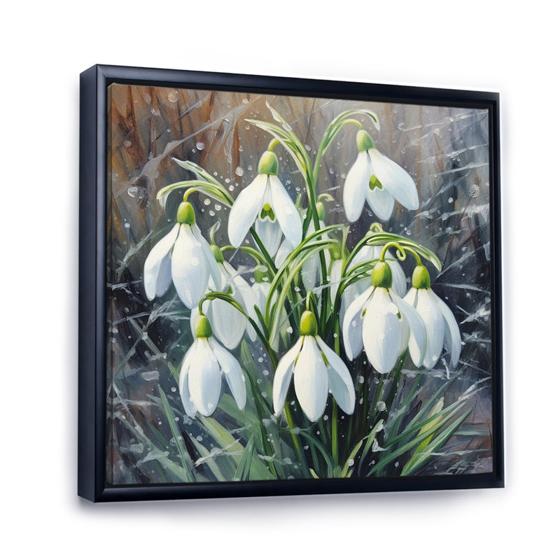 Snowdrops Floral Serenity II, Cadre flottant noir, H 36 po x l 36 po x P 1,5 po