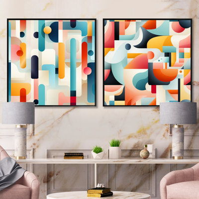 Dahlilah - Abstract Shapes Square Collage Set Of 2