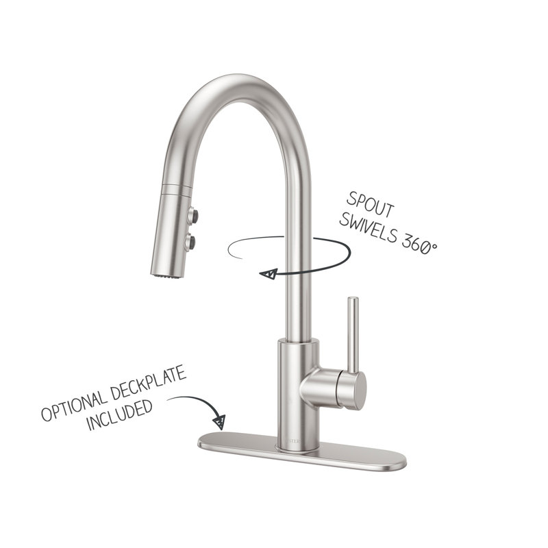 Stellen Pull Down Single Handle Kitchen Faucet, Stainless Steel