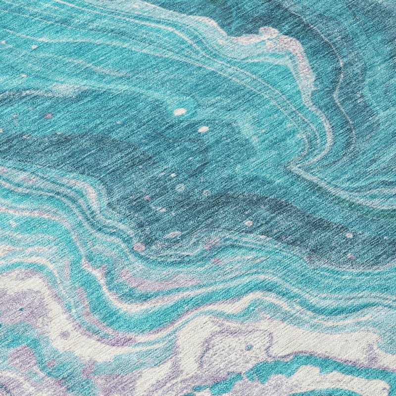 Elius Teal Washable Indoor-Outdoor Rug - LOOMLAN, 8' x 8'