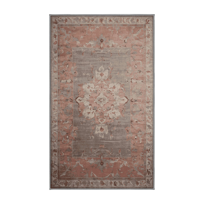 Tapis gris soyeux et moelleux, Rectangulaire 3 pi x 5 pi