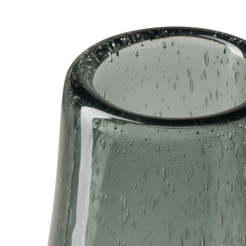 Vase de table en verre soufflé à la main Manzer, 14.25" H x 5.25" W x 8.75" D, Bleu