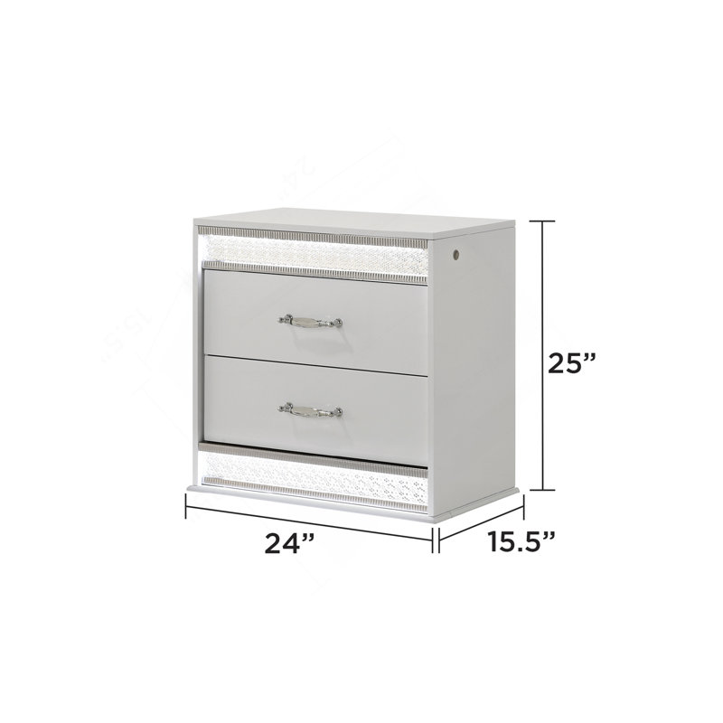 Table de chevet 2 tiroirs Glam