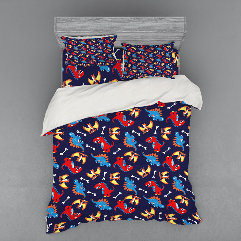 Ensemble de housse de couette dinosaur, Housse de couette grand + 3 pièces supplémentair