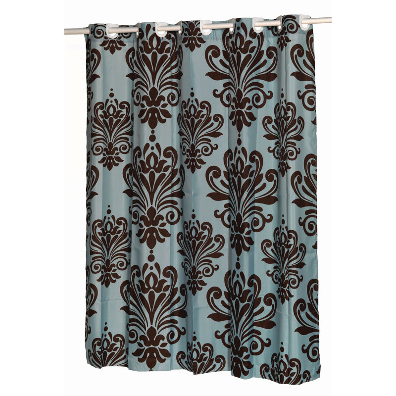 Rideau de douche simple Estey, Chocolat sur bleu spa