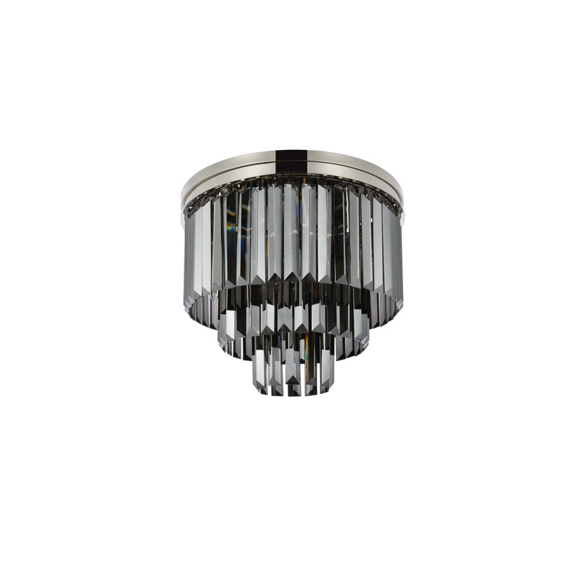 Yazmin Crystal Flush Mount, Gray, Polished Nickel