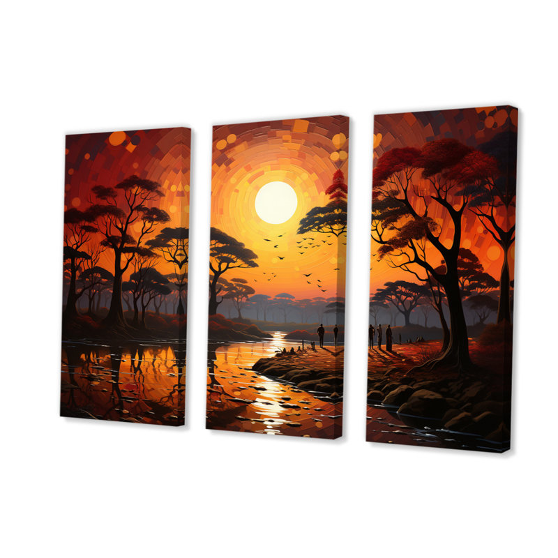 «African Savannah Serenade V» sur toile, reproduction de 3 pièces, H 28 po x l 36 po x P 1 po, Wrapped Canvas