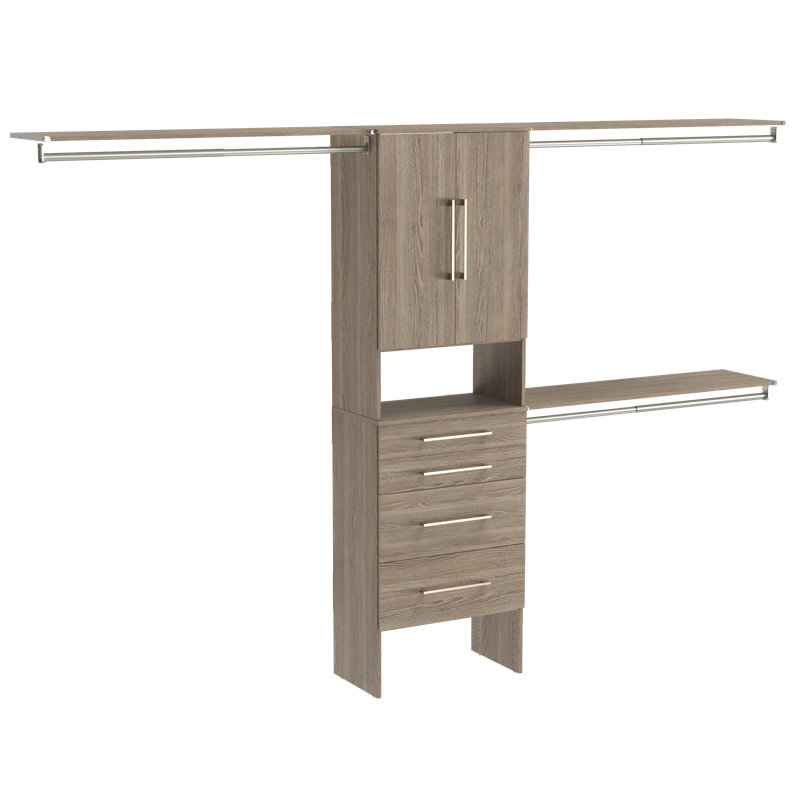 Système d'organisation l 84 po à 120 po SuiteSymphony avec tiroirs et portes, Gris naturel