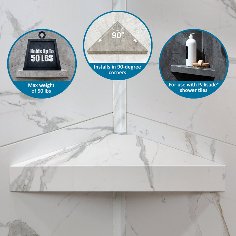 Iced Pewter Vinyl Waterproof Corner Shower Shelf