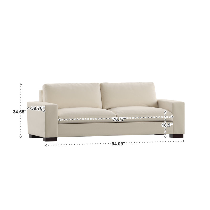Michaella 94'' Upholstered Sofa, White Fabric