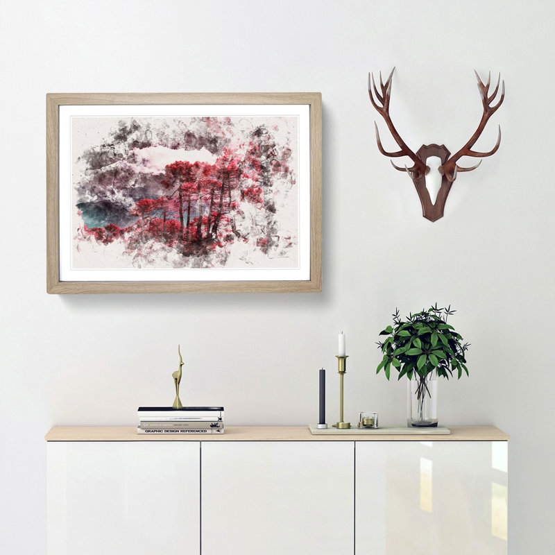Plum Forest - Framed Print, 62cm H x 87cm W x 2cm D, Oak Framed