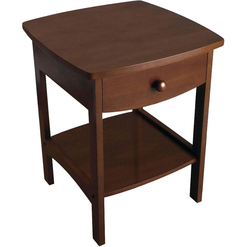 22 X 18 X 18-Inch Wood Curved End Table/Night Stand With One Drawer, Brown