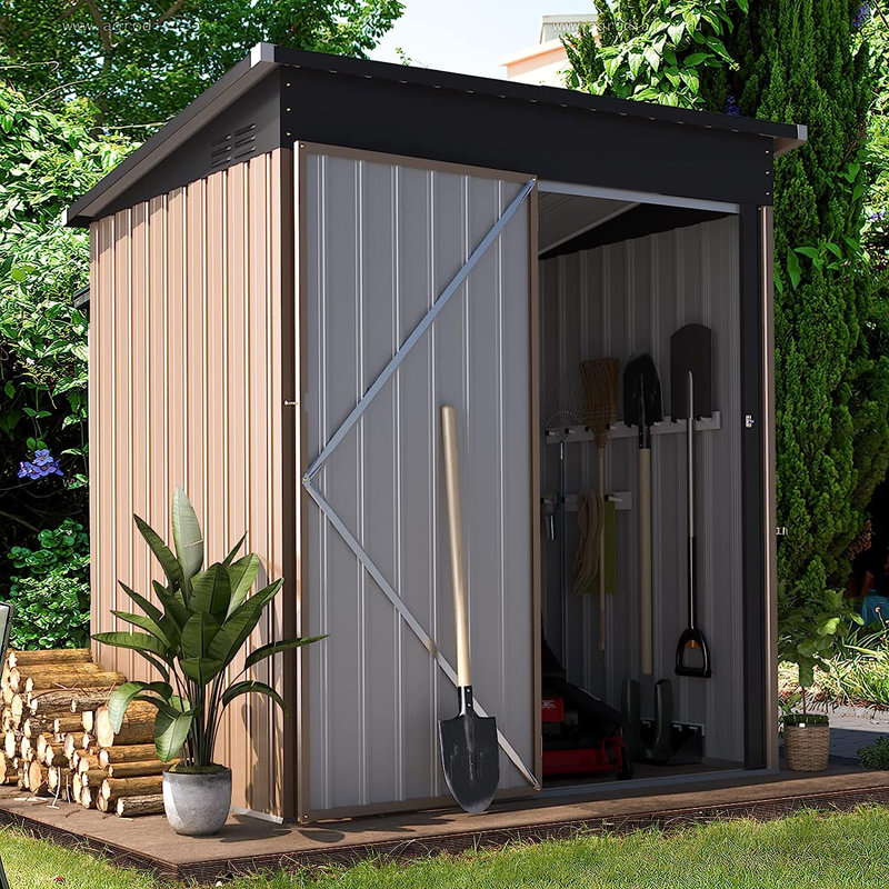 5 ft. W x 3 ft. D Metal Lean-To Storage Shed, Gray
