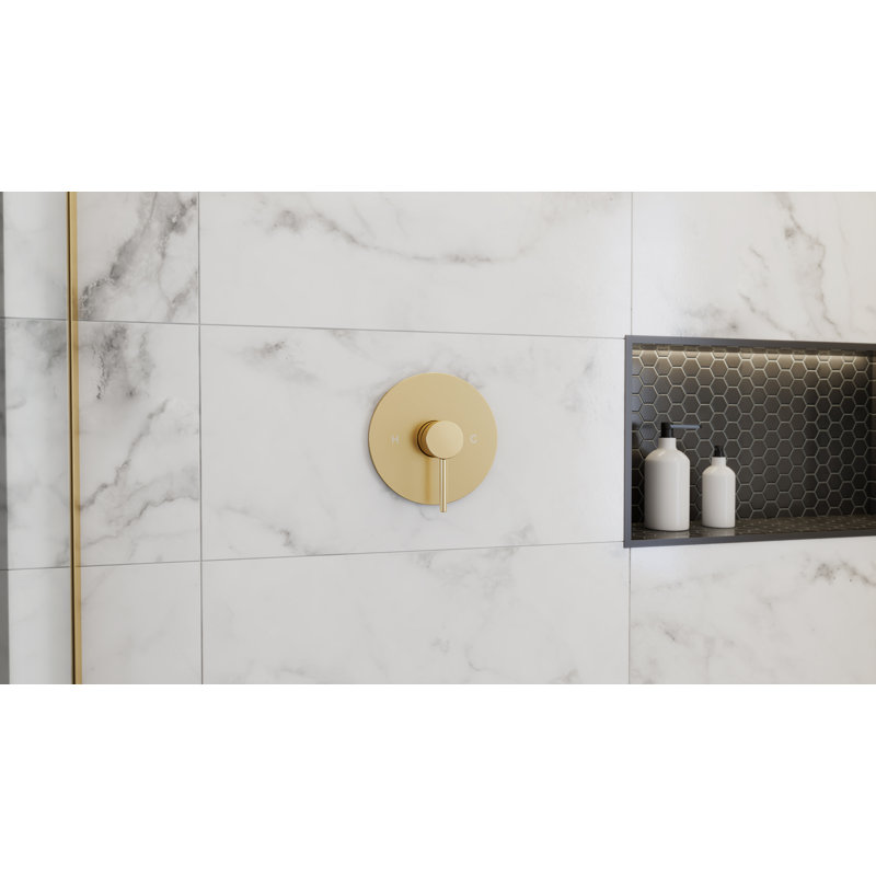 Brilliance Rainfall Shower Set with Round Shower Head and Round Valve, Brushed Brass, Brushed Brass