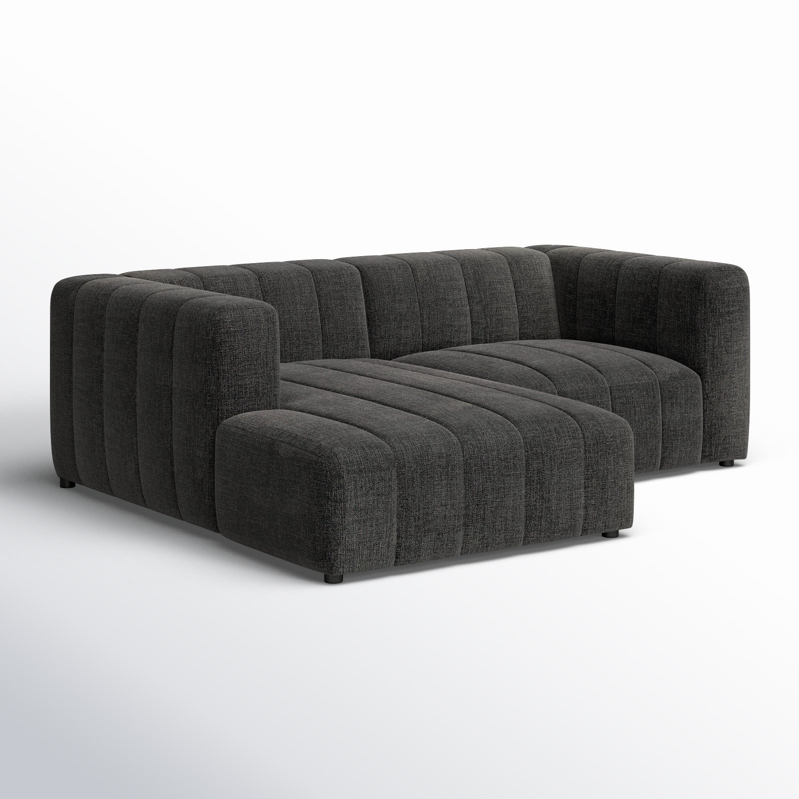 Bowry 88" Wide Sofa & Chaise, Left Hand Facing, Saxon Charcoal Polyester