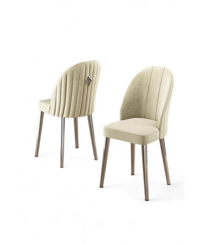 Ensemble de chaises, 6, Crème, crème, Chrome chrome