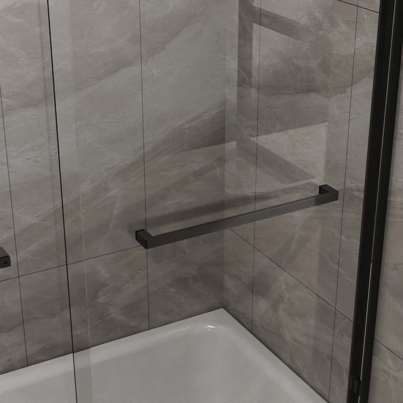 Double porte de douche coulissante. Cabine de douche à cadre en aluminium H avec verre trempé transparent de type CCSC, quincaillerie en acier inoxydable