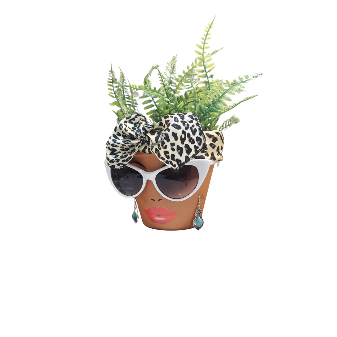 Sassy Soul Sister, Head Face Planter with Glasses, Planter with Drainage, Planters and Pots Sassy Soul Sister