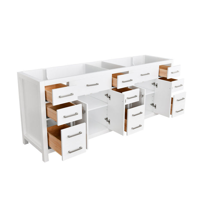 84-in White Bathroom Vanity Base Cabinet Without Top