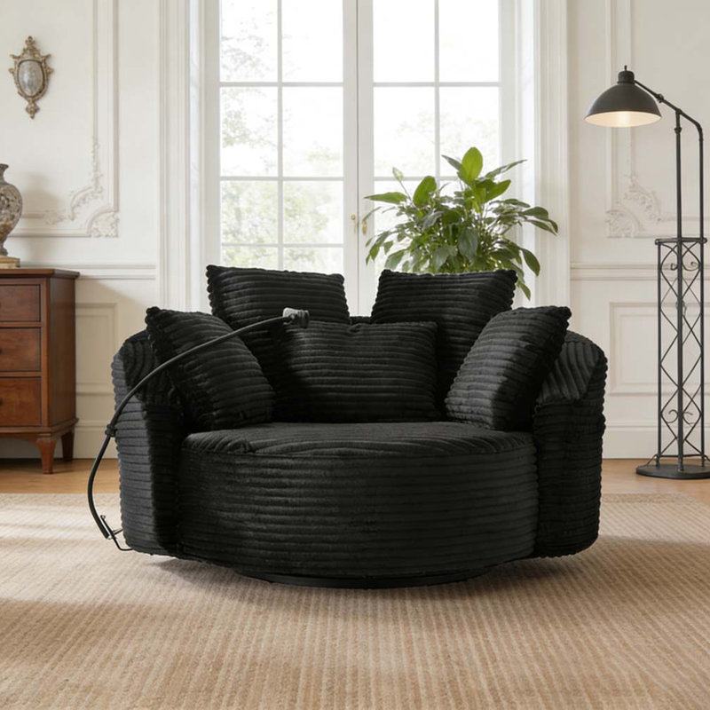 Fauteuil demi-tonneau pivotant à 360 °, Noir