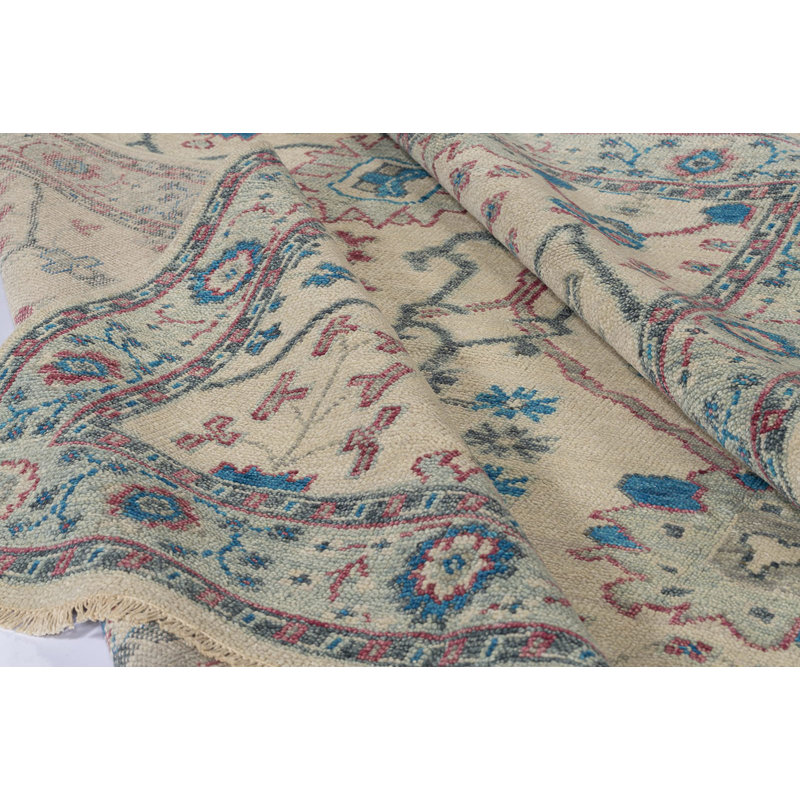 Rock My Classics Wool Oriental Area Rug in Ivory/Rose/Blue, Rectangle 3' x 5'