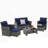 6 Piece Wicker Patio Furniture Sets with Ottoman and Tempered Glass Coffee Table-463673418