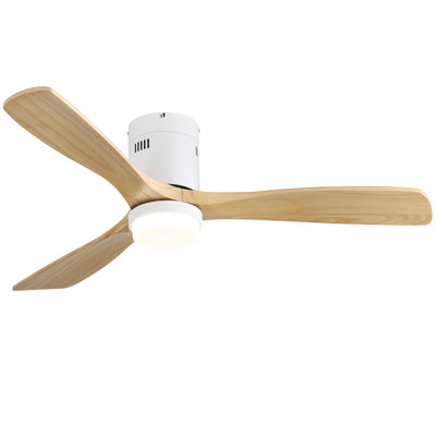 132CM 3 - Blade Wood LED Standard Ceiling Fan with Remote Control and Light Kit Included