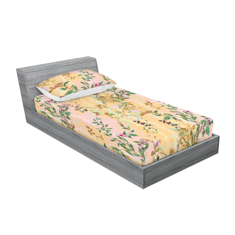 Drap-housse et taies décoratives 3 pièces Ambesonne, Pêche, rose pâle / floral