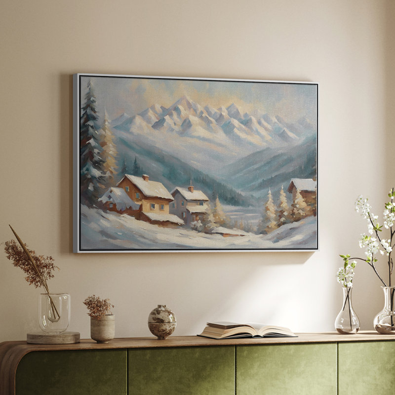 Paysage rétro CLCLXXI, Toile encadrée flottée blanche, H 27 po x l 41 po x P 2 po