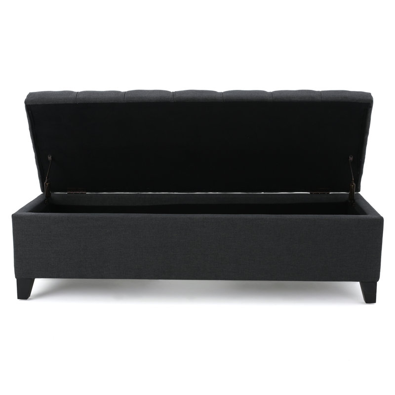 Amalfi Upholstered Storage Bench, Dark Gray Polyester, 17" H x 51" W x 17.5" D