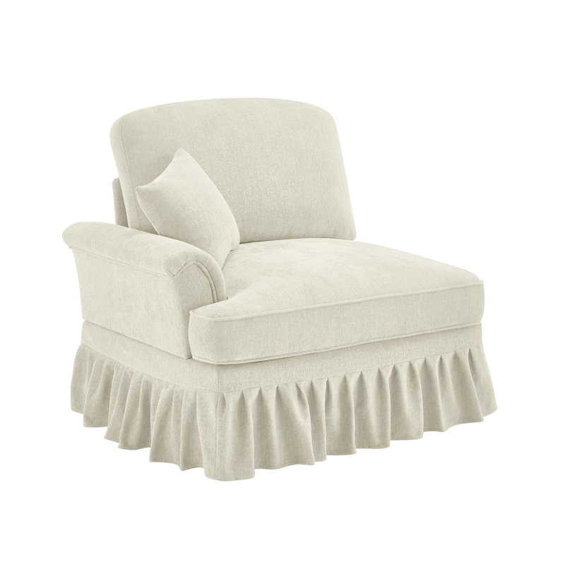 Sofa LSF Chenille W/1 Pillow -Beige White, Beige/White