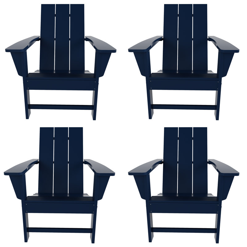 Joubert Foldable Outdoor Adirondack Set, Navy Blue