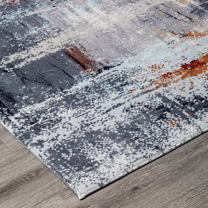 Lismore Abstract Area Rug in Gray, Rectangle 7'9" x 9'9"