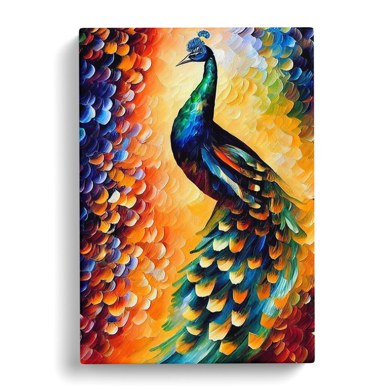 Peacock Portrait - Wrapped Canvas, 50cm H x 35cm W